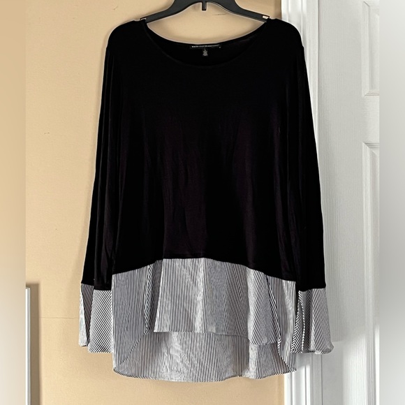 White House Black Market Tops - White House Black Market Black Top with White Bell Sleeves